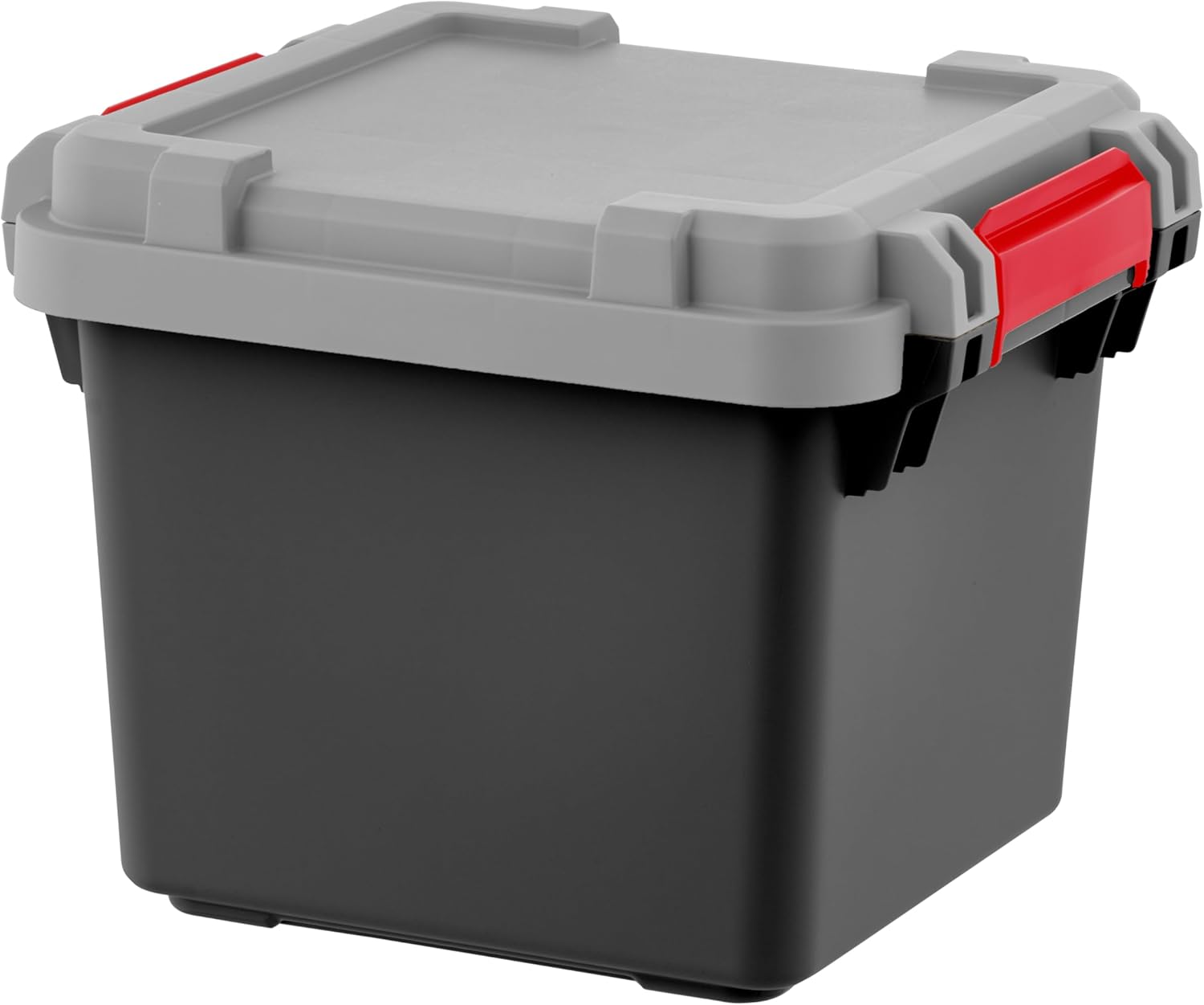 IRIS USA 4 Pack TrailBox, 8 Gallon Lockable Storage Trunk Box, Truck Bed Bin Heavy-Duty Containers Camping Gear, Adventure Chest - Dark Gray/Gray