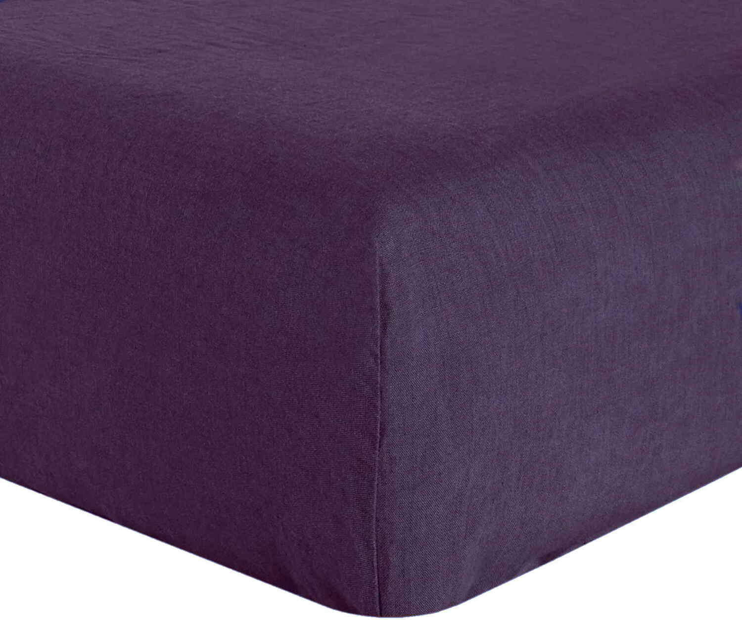 VIOLET - Drap Housse lin lave violet 180x200 cm