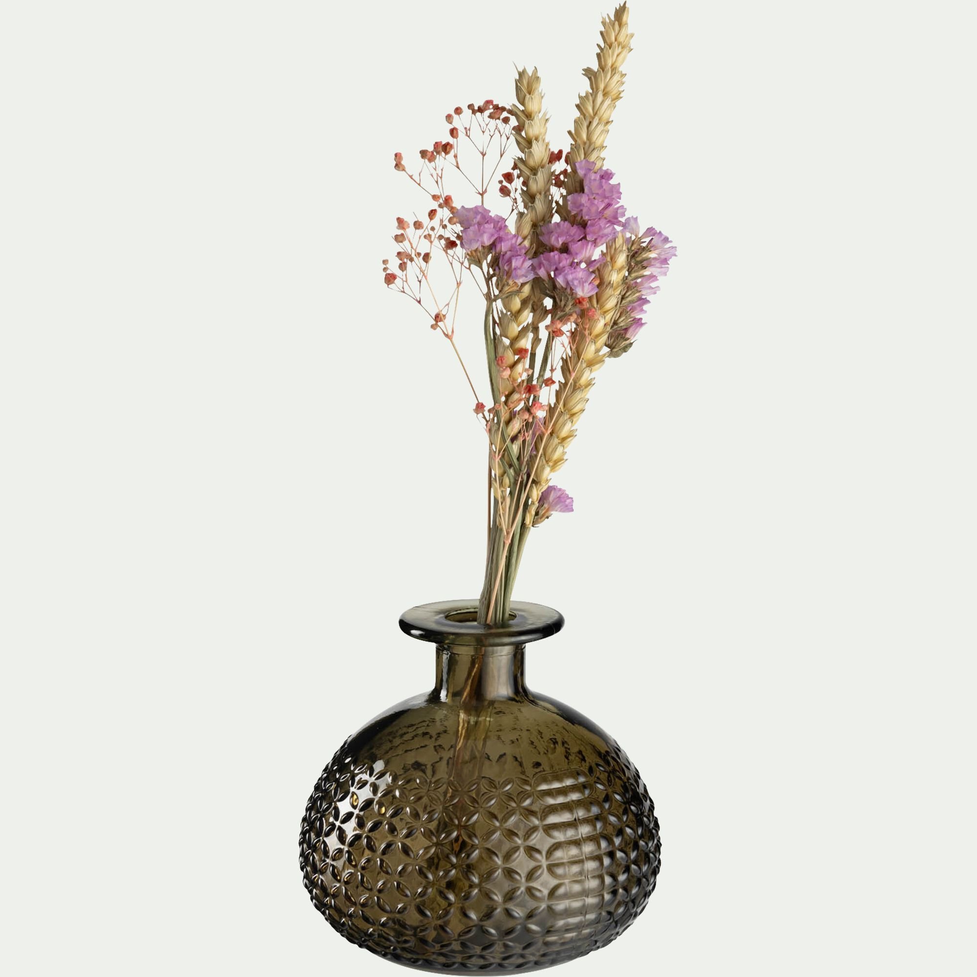 SAUZE - Soliflore en verre à motif H12cm - vert