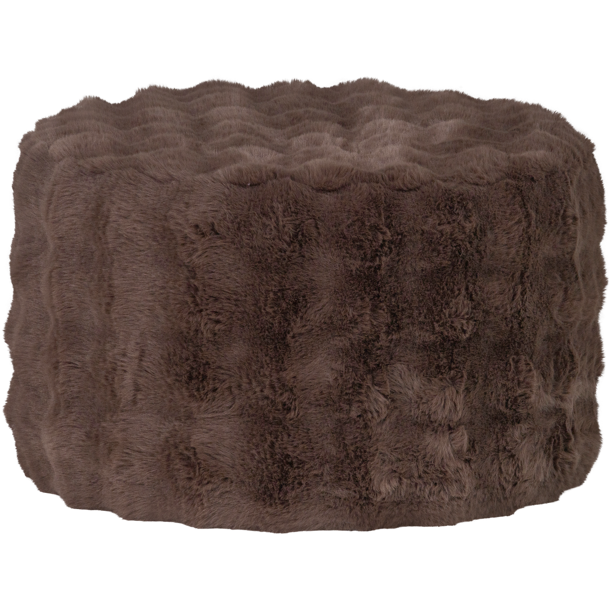 WOOOD poef laag Olven - Fluffy Stof - Bruin - 36x60x60