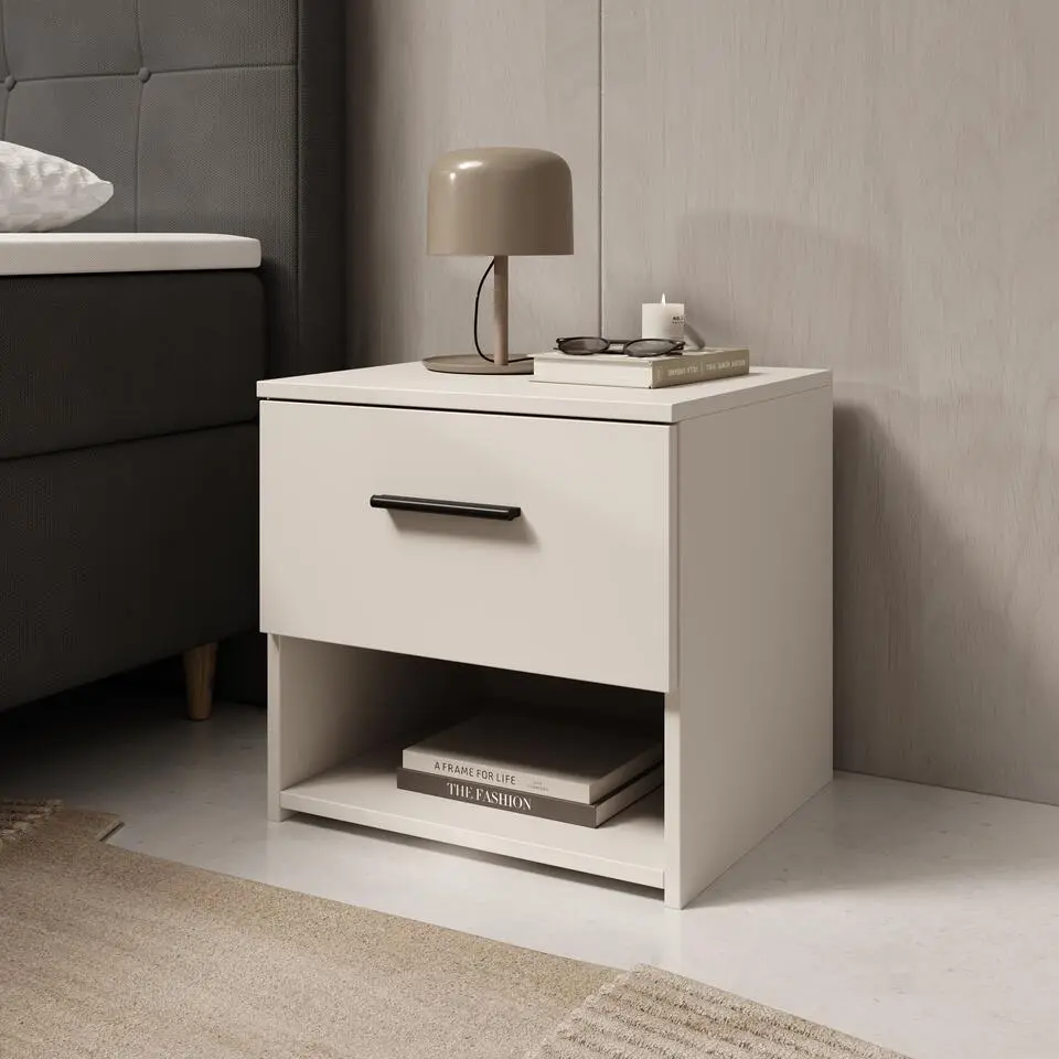 Meubella - Isandro - Nachtkastje - Beige - 45x41x44 cm