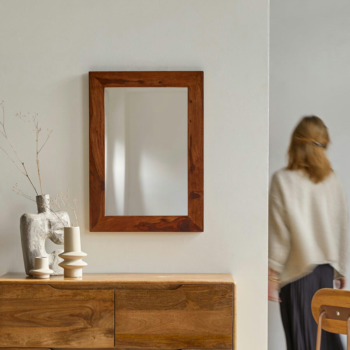 KWARTO - Miroir déco en palissandre massif 70x50 cm