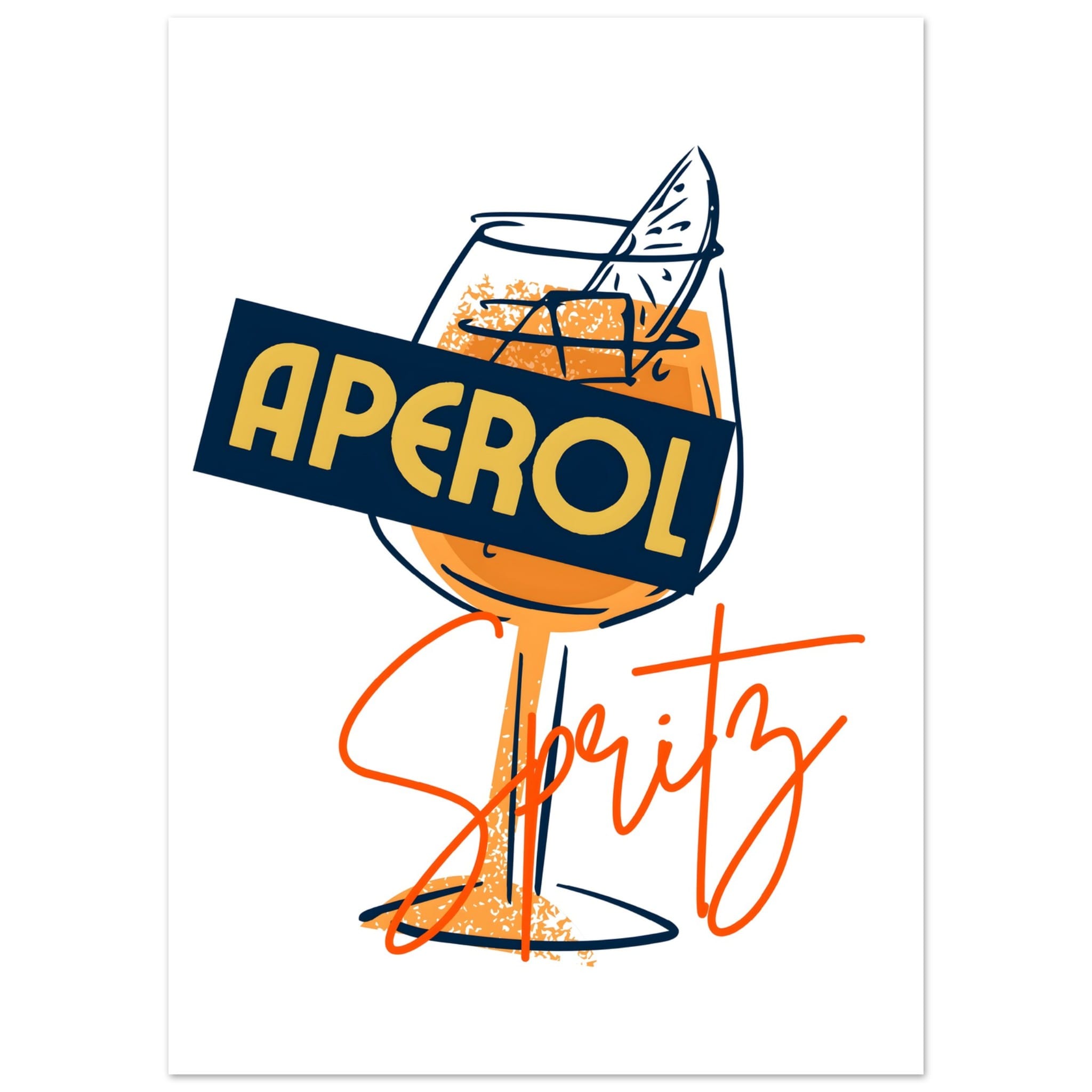 Artfulprints Poster Aperol Spritz - Sketch  - 50x70 cm - Oranje