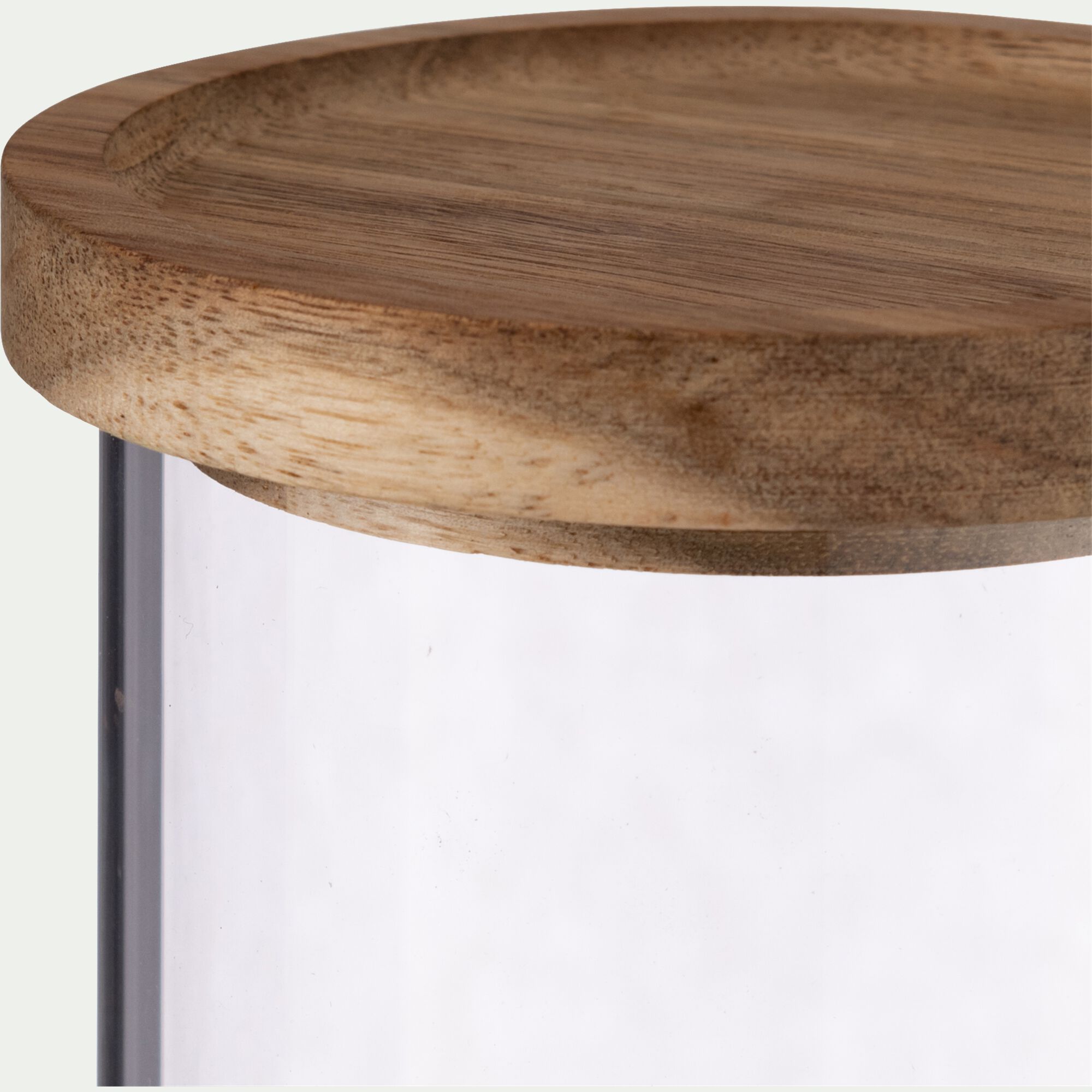 RONDA - Bocal en verre avec couvercle en acacia 1L - transparent