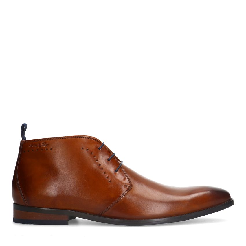 Van Lier Cognac leren veterschoenen
