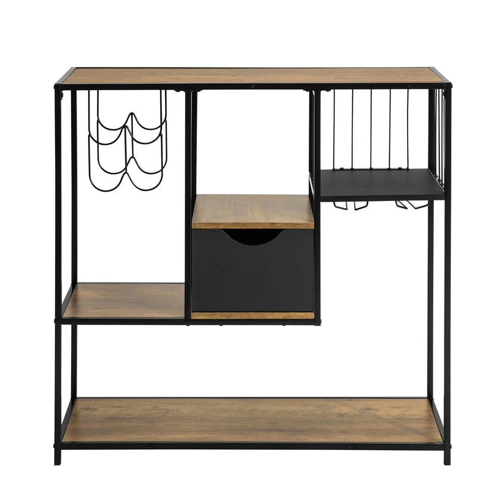 - Table console cadre en métal noir avec 3 étagères et 1 tiroir