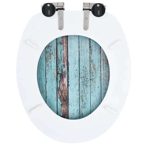 NNEVL WC Toilet Seat with Soft Close Lid MDF Old Wood Design