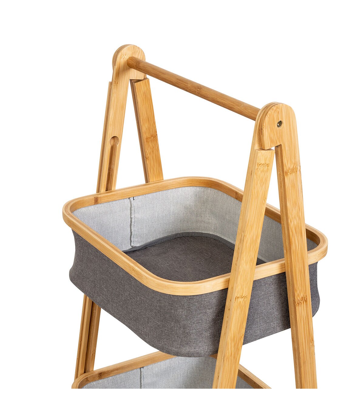 Honey Can Do 18 x 39 Bamboo & Gray Canvas 2 Tier Storage Caddy