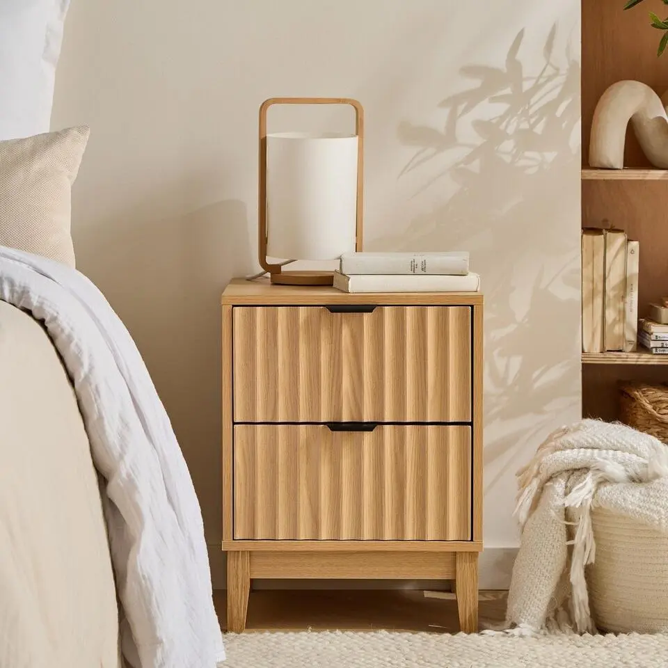Calicosy - BOLOGNE Nachtkastje 2 lades - Licht hout - 40x40x52 cm
