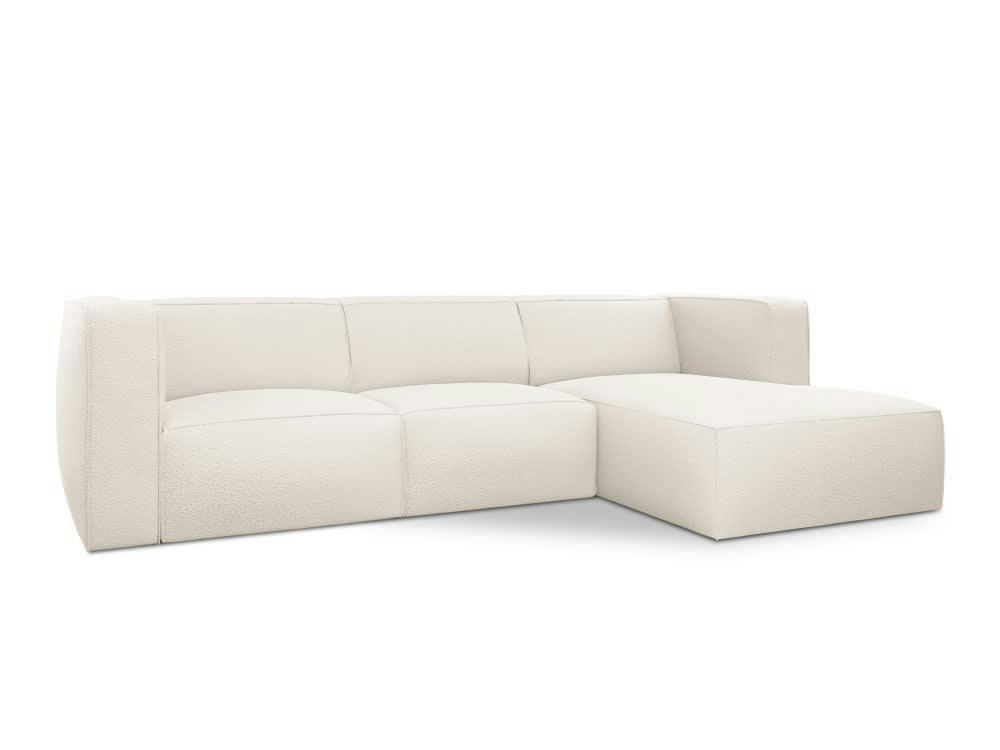 MUSE - Canapé d'angle 5 places en tissu structuré beige