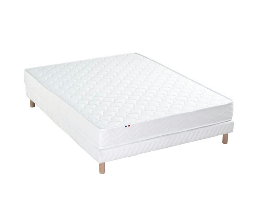 ENSEMBLE SPECTRE - Ensemble matelas ressorts fermes sommier blanc 140x190