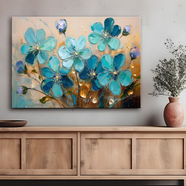 Feeby Obraz na płótnie, Turkusowe Kwiaty Rośliny Natura 60x40