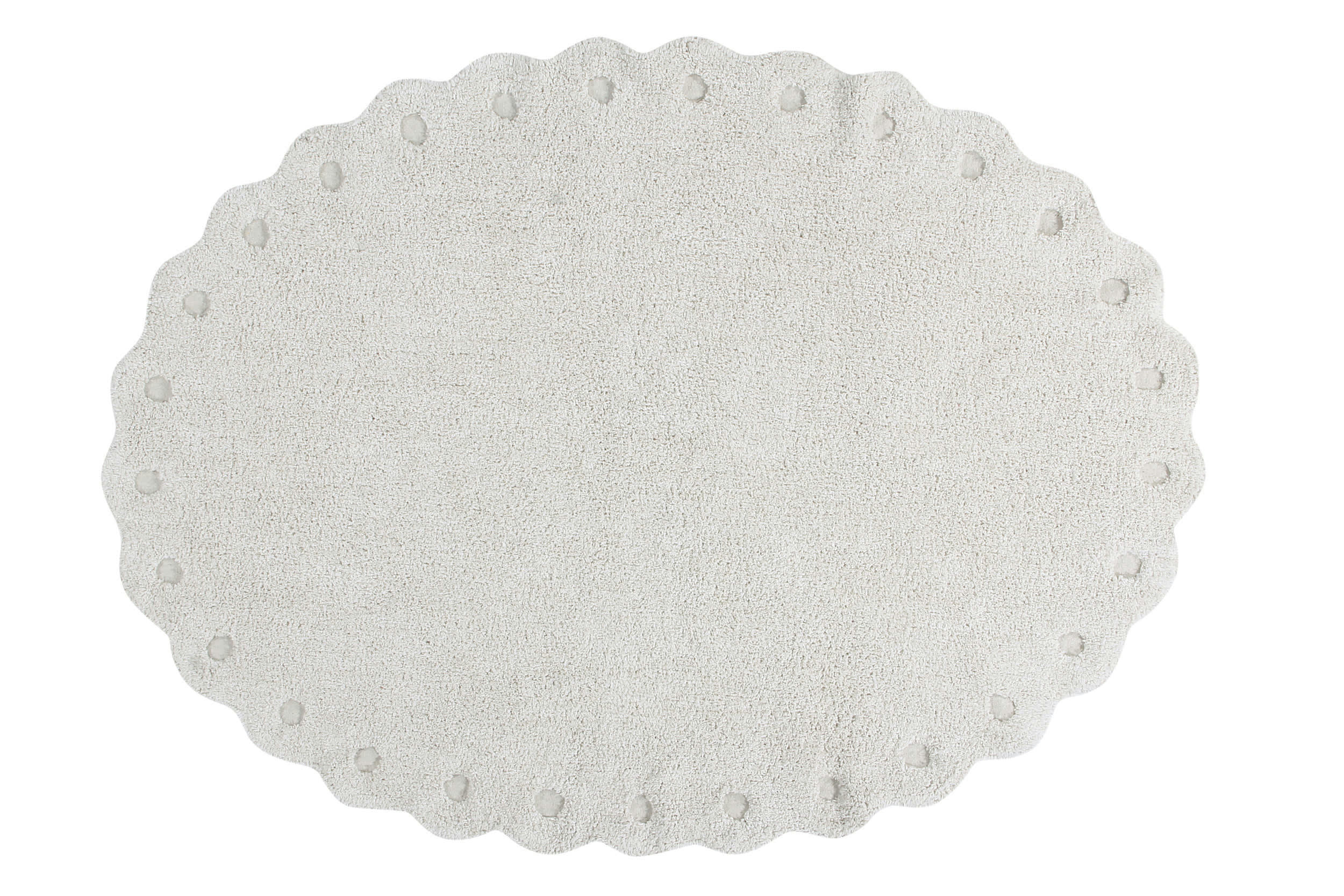 POMME DE PIN - Tapis coton lavable ovale pomme de pin ivoire 130x180cm