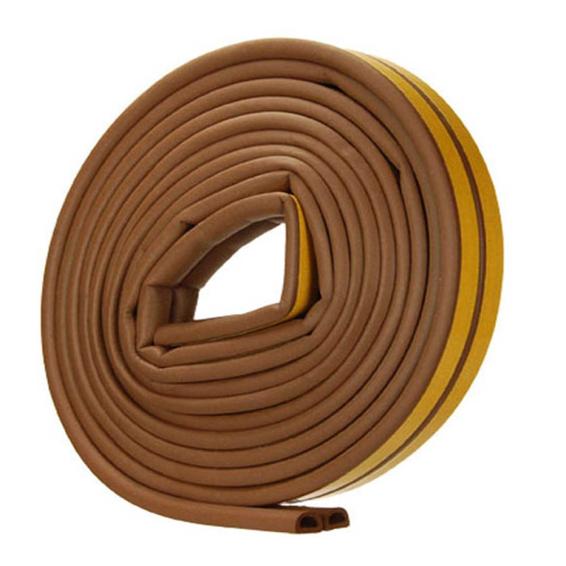 Joint adhésif en caoutchouc profilé D brun 9 mm x 6 m CONFORTEX