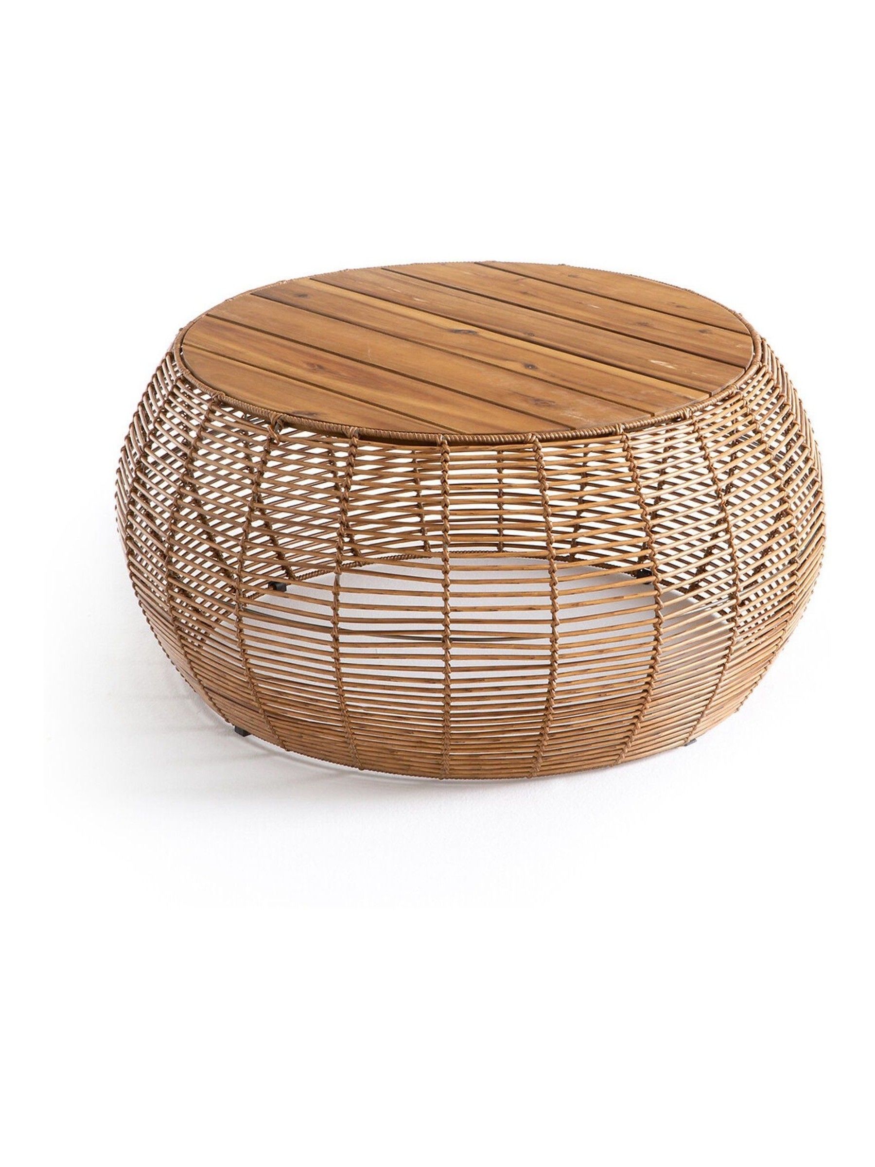 La Redoute Intérieurs Dark Wood Madalina Acacia & Resin Round Garden Coffee Table