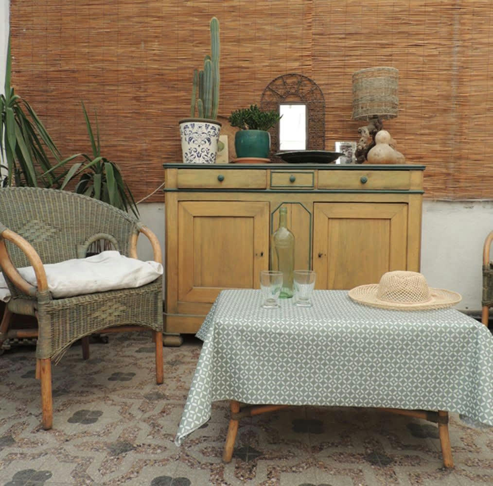 MOSAÏQUE - Nappe enduite carrée 120 x 120 cm verte