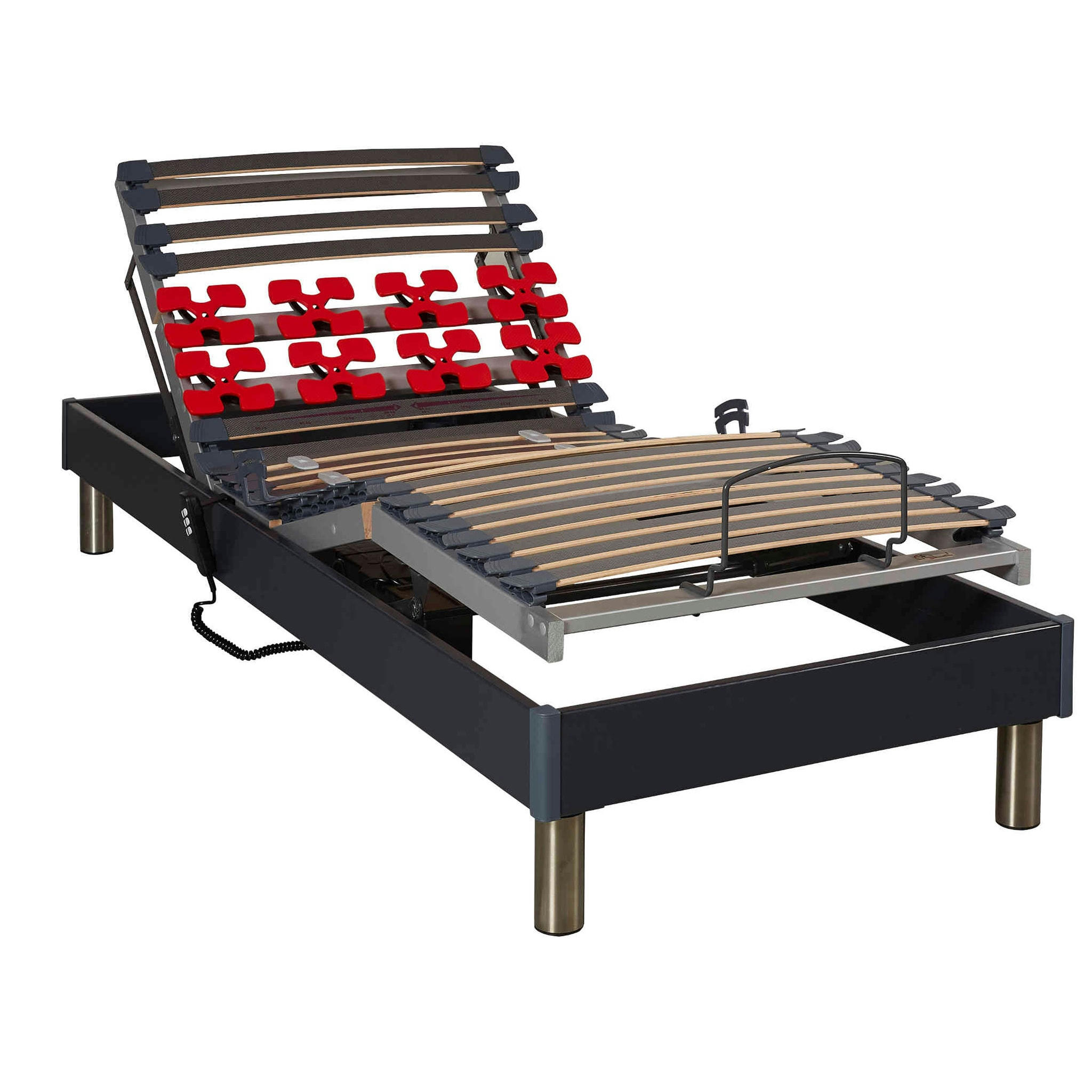 - Sommier électrique de relaxation anthracite à plots 80x200