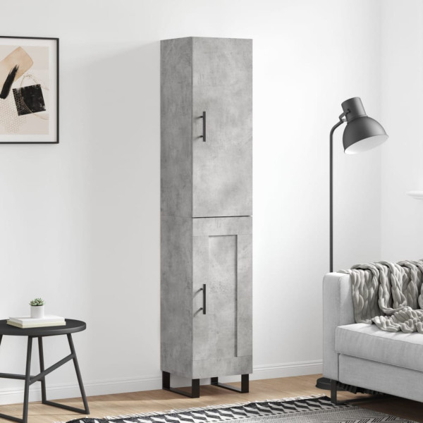 Szafka Regał Komoda Szara Beton z Drzwiami 34.5x34x180 cm do Salonu Pokoju