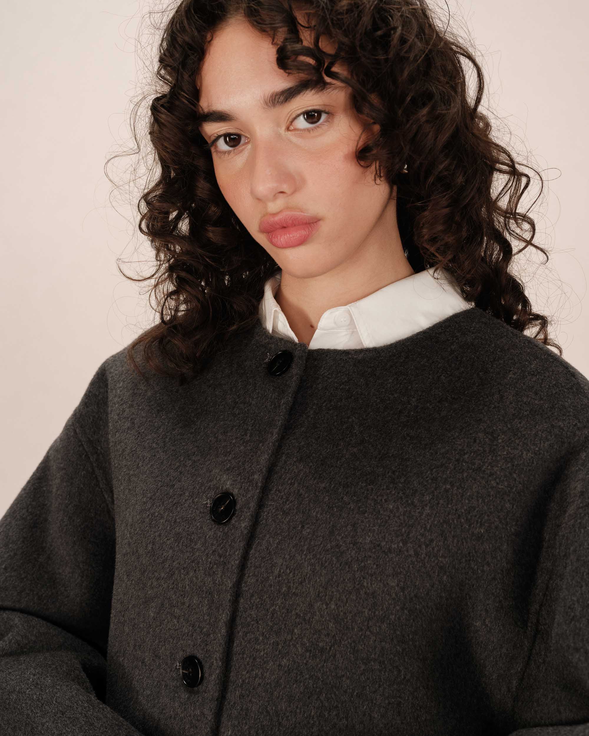 Veste boxy en laine anthracite Stomy