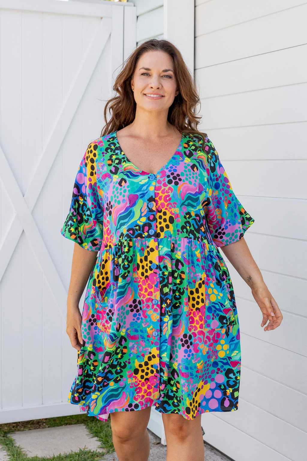 Disco Dress in Electric Leopard by Kasey Rainbow