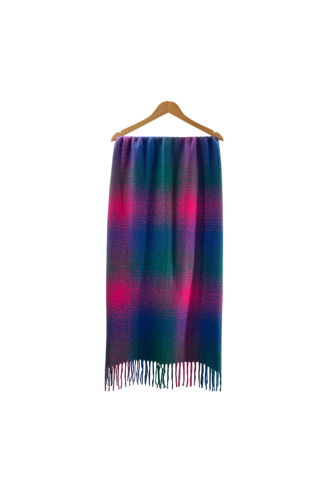 Vellin Ombre Check Wool-Blend Scarf with Tassels
