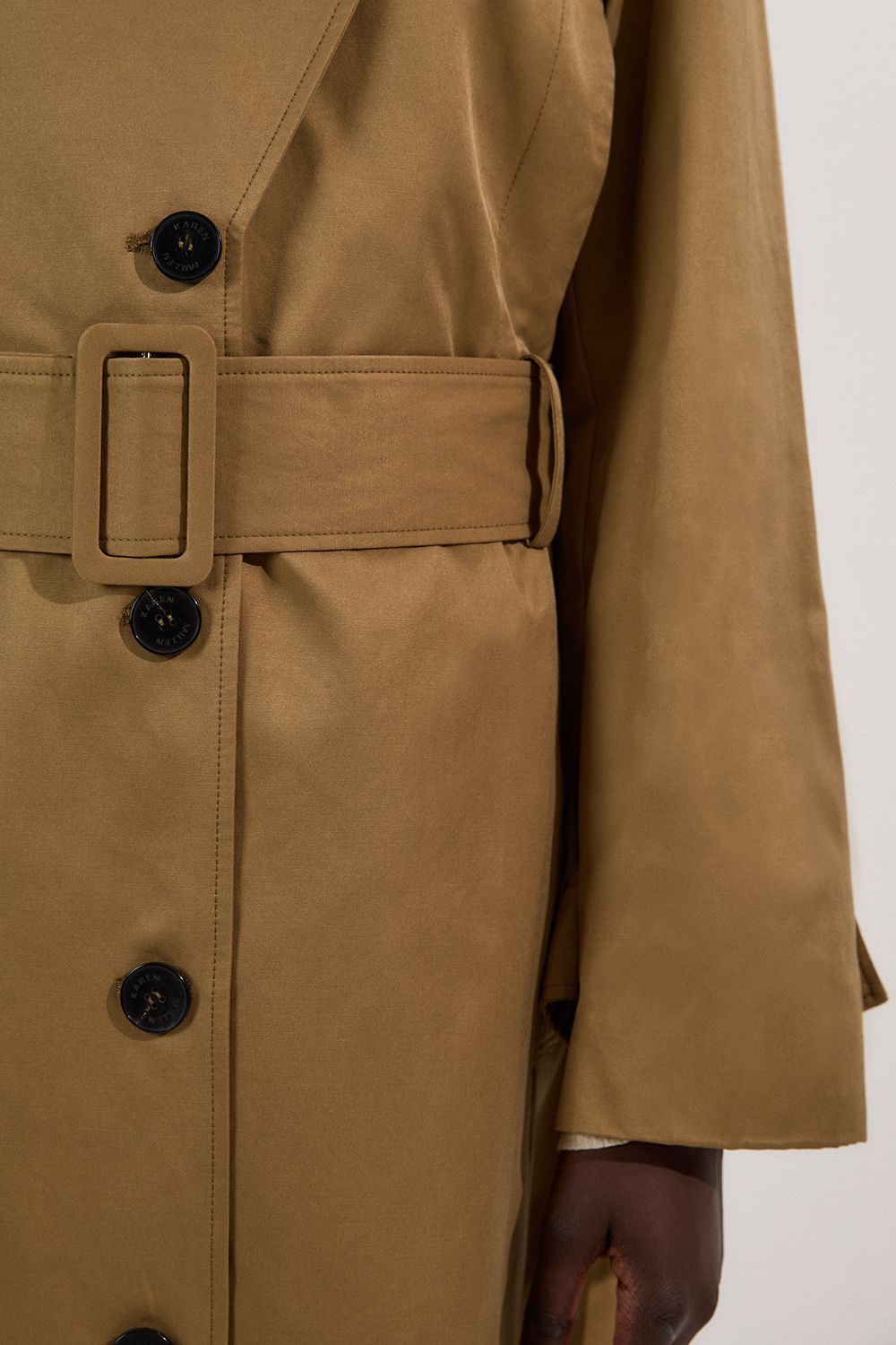 KarenMillen Strong Shoulder Belted Maxi Trench Coat