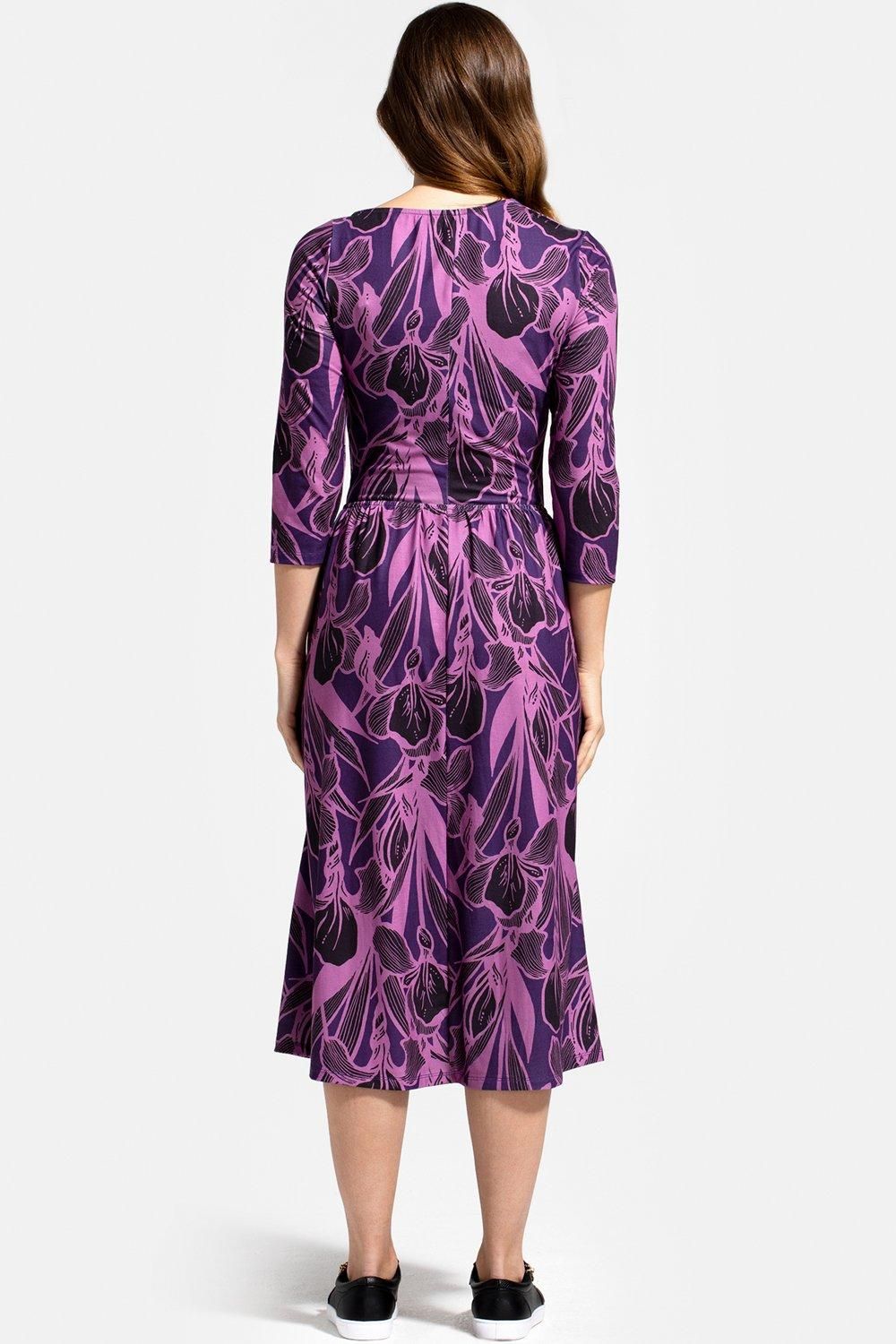 Hot Squash Asymmetric Neckline Midi Dress