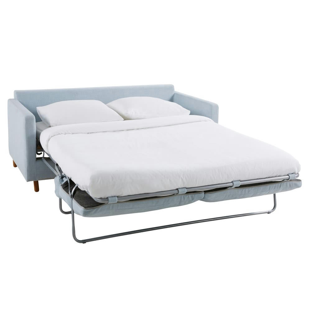 Julian - Canapé convertible 3 places bleu glacier, matelas 10 cm