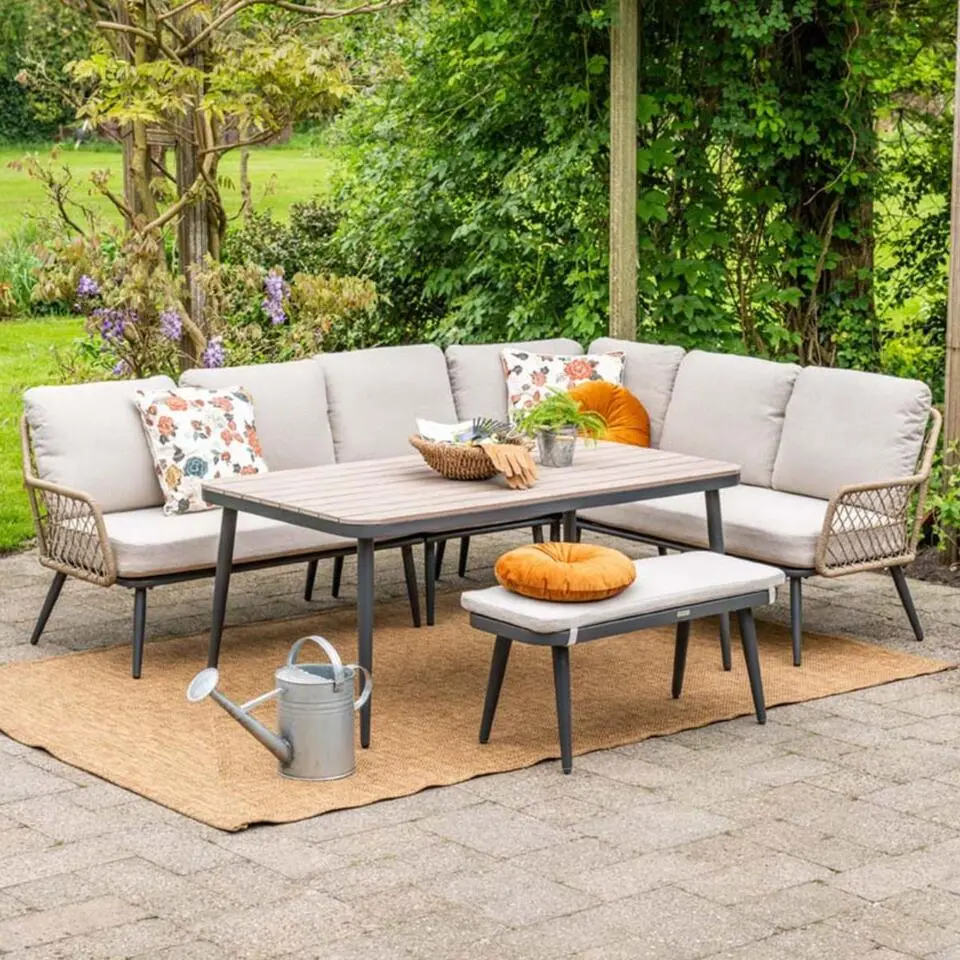 Garden Impressions Kalibo hoek lounge dining set R 4-delig donker grijs