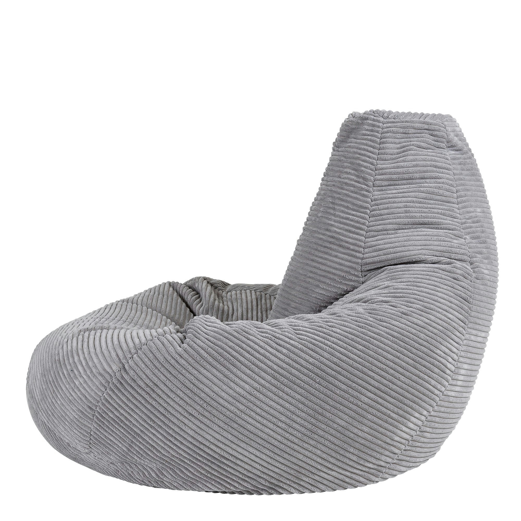 DALTON - Pouf inclinable velours côtelé gris clair
