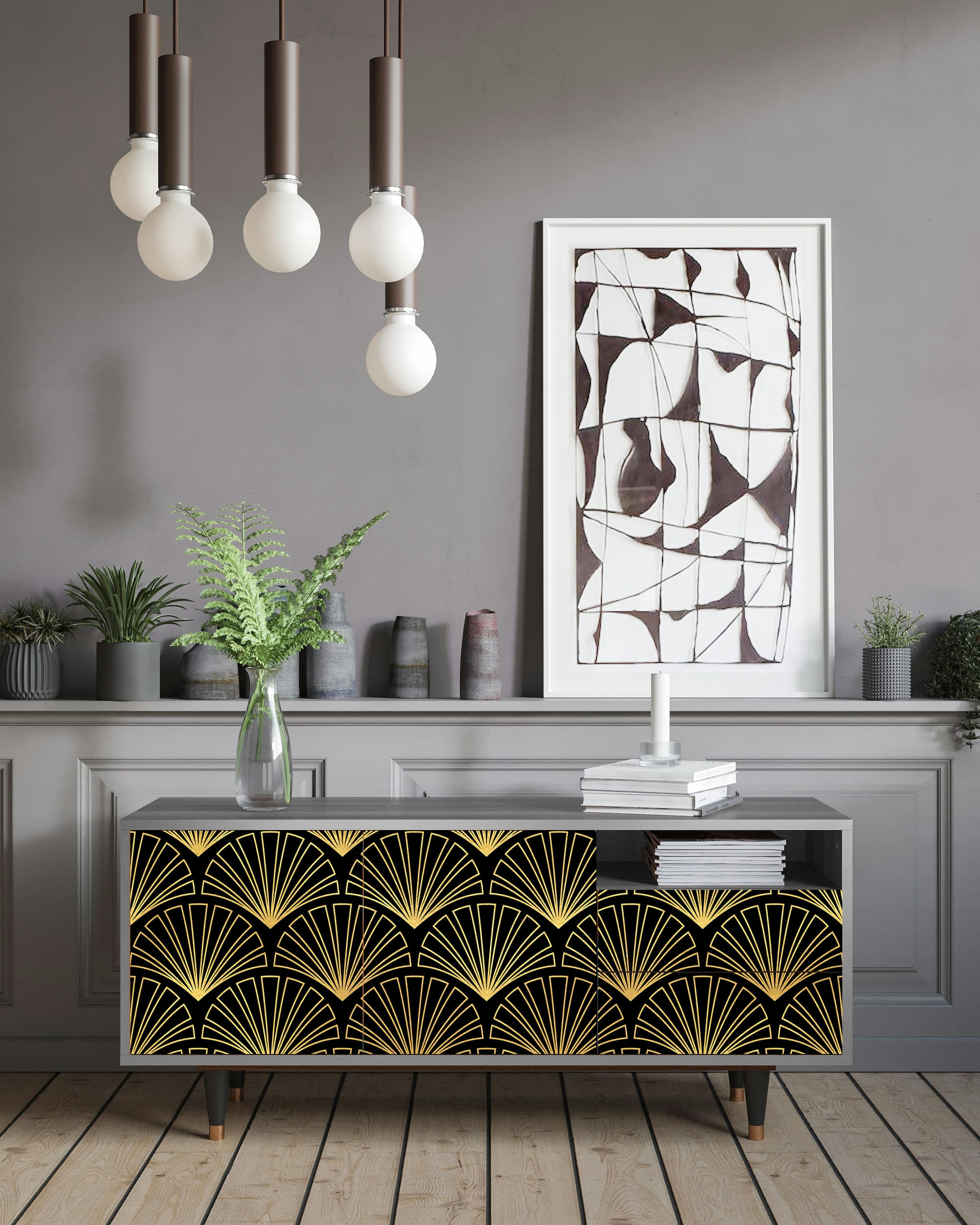 BIRD OF JUNO - Meuble TV  noir 2 tiroirs et 2 portes L 125 cm