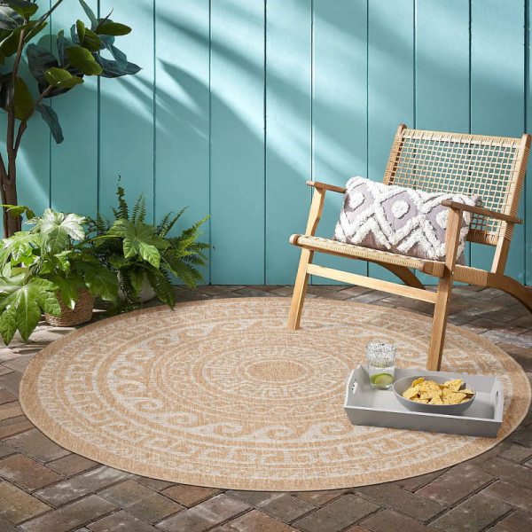 Dywan sznurkowy Comilla ornament beż 120 cm x 120 cm koło
