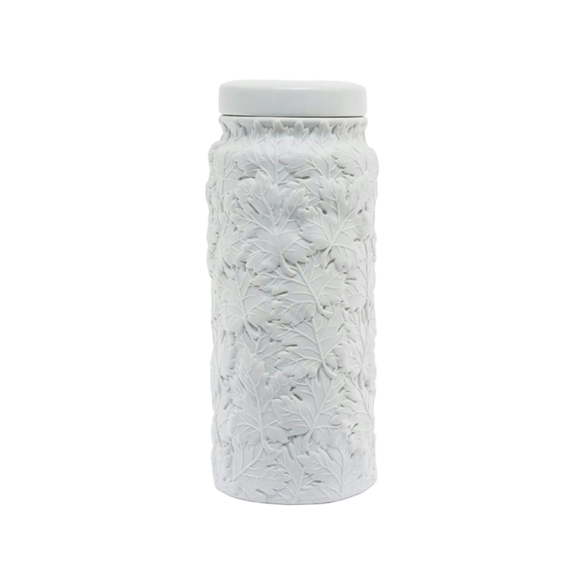 - Jarre à motifs texturé en porcelaine blanc H31