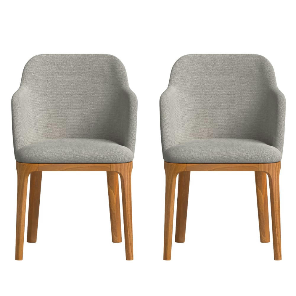 ALENI - 2 Chaises avec tissu fabriqué à la main en couleur gris
