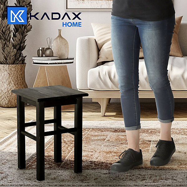 KADAX Tabouret de Cuisine en Bois Tabouret Chaise 43,5 cm Noir Massif