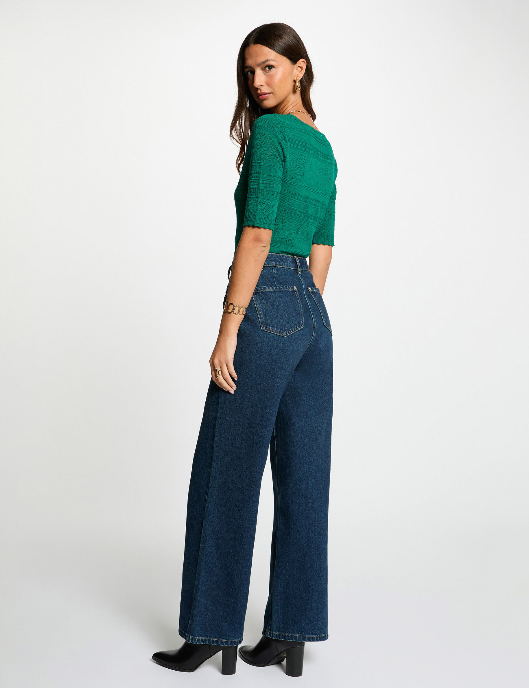 Short-Sleeved Jumper Green Women