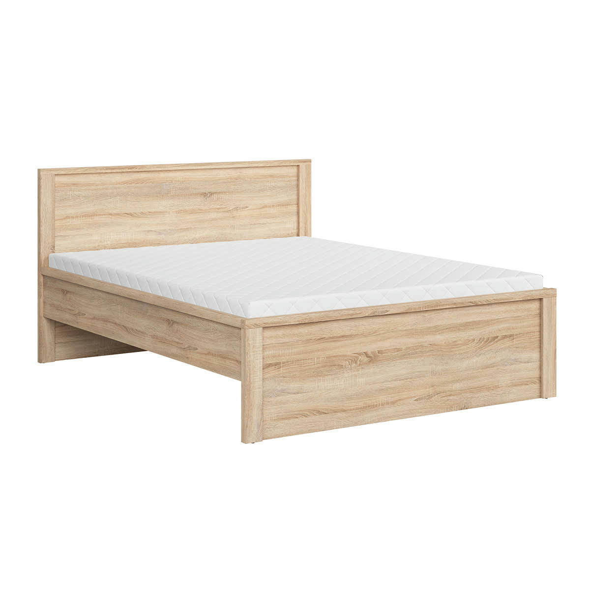 - Lit 160x200 tête de lit haut naturel