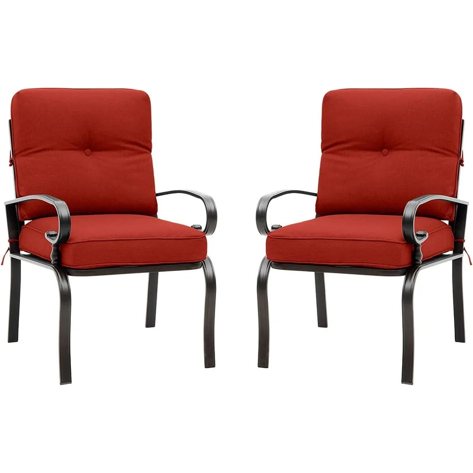 SUNCROWN 2-piece Outdoor Patio Cushioned Dining Chairs