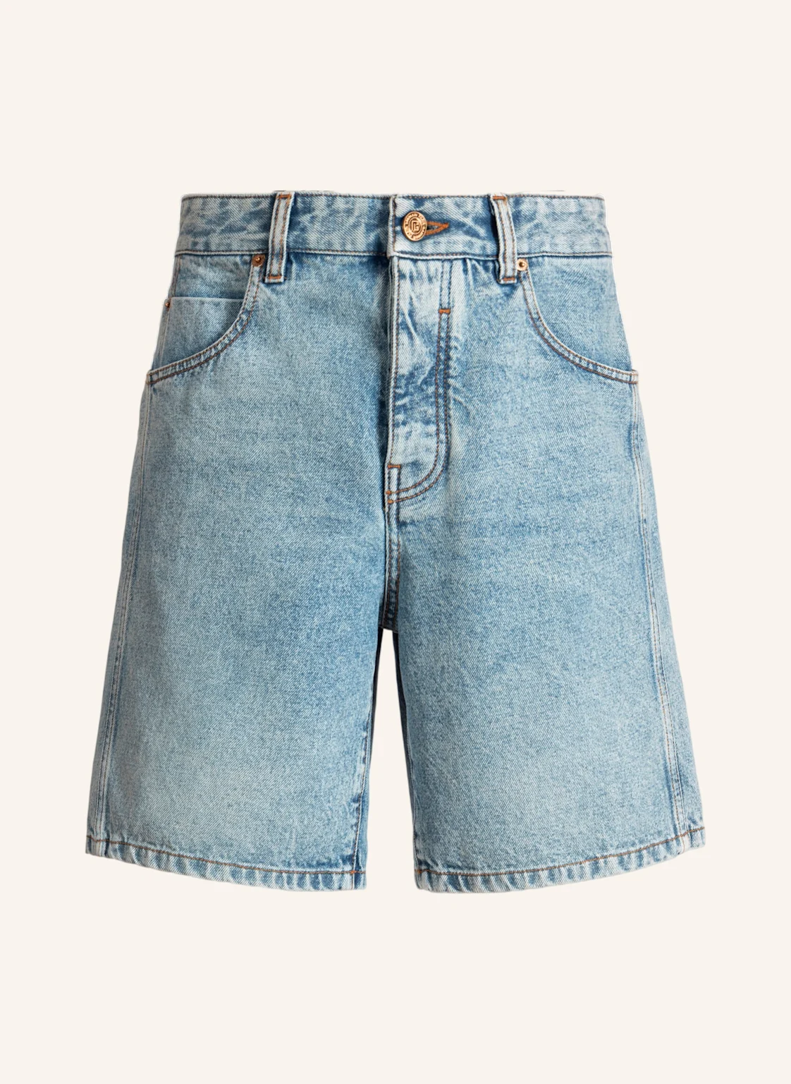 BALMAIN Bermudashorts aus verwaschenem Denim in Light Blue