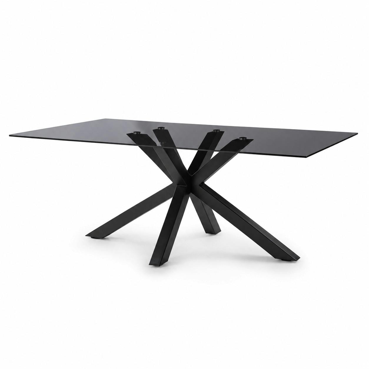 Table à manger verre fumé pied central 180 cm ALBA