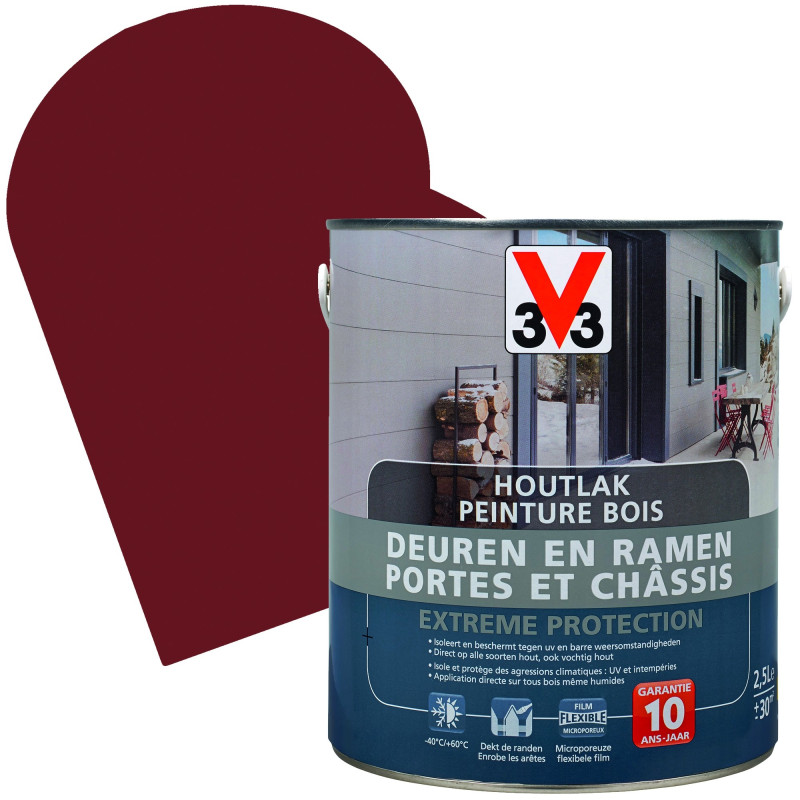 Lasure Extreme Protection pour portes & châssis en bois rouge vin satinée 2,5 L