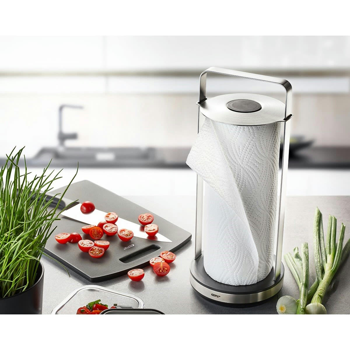 SMARTLINE - Porte-rouleau de cuisine en acier inoxydable argent