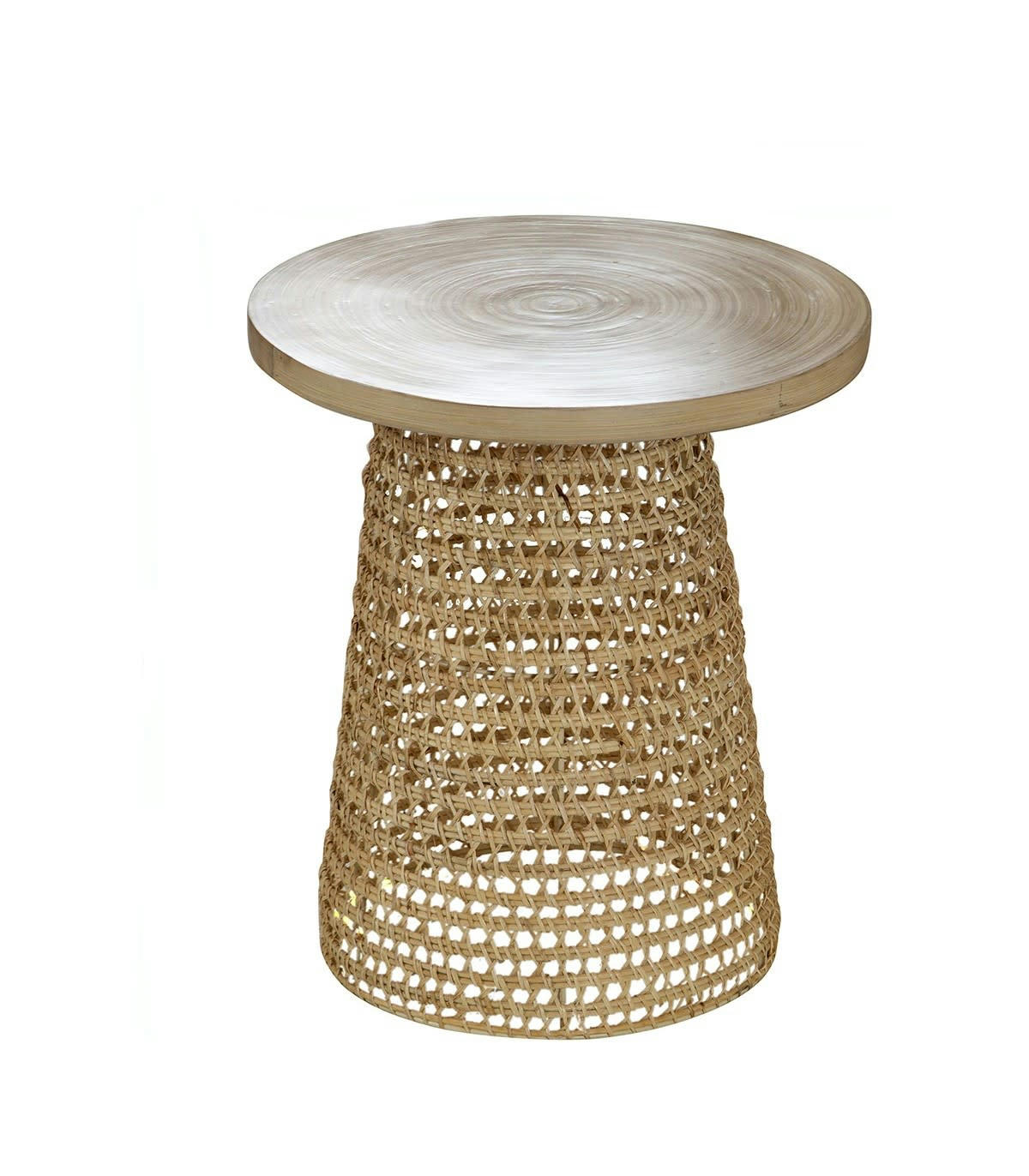 - Bout de canapé plateau bambou pied rotin