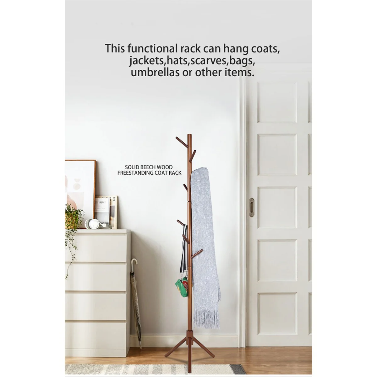 Wooden Brown Coat Rack