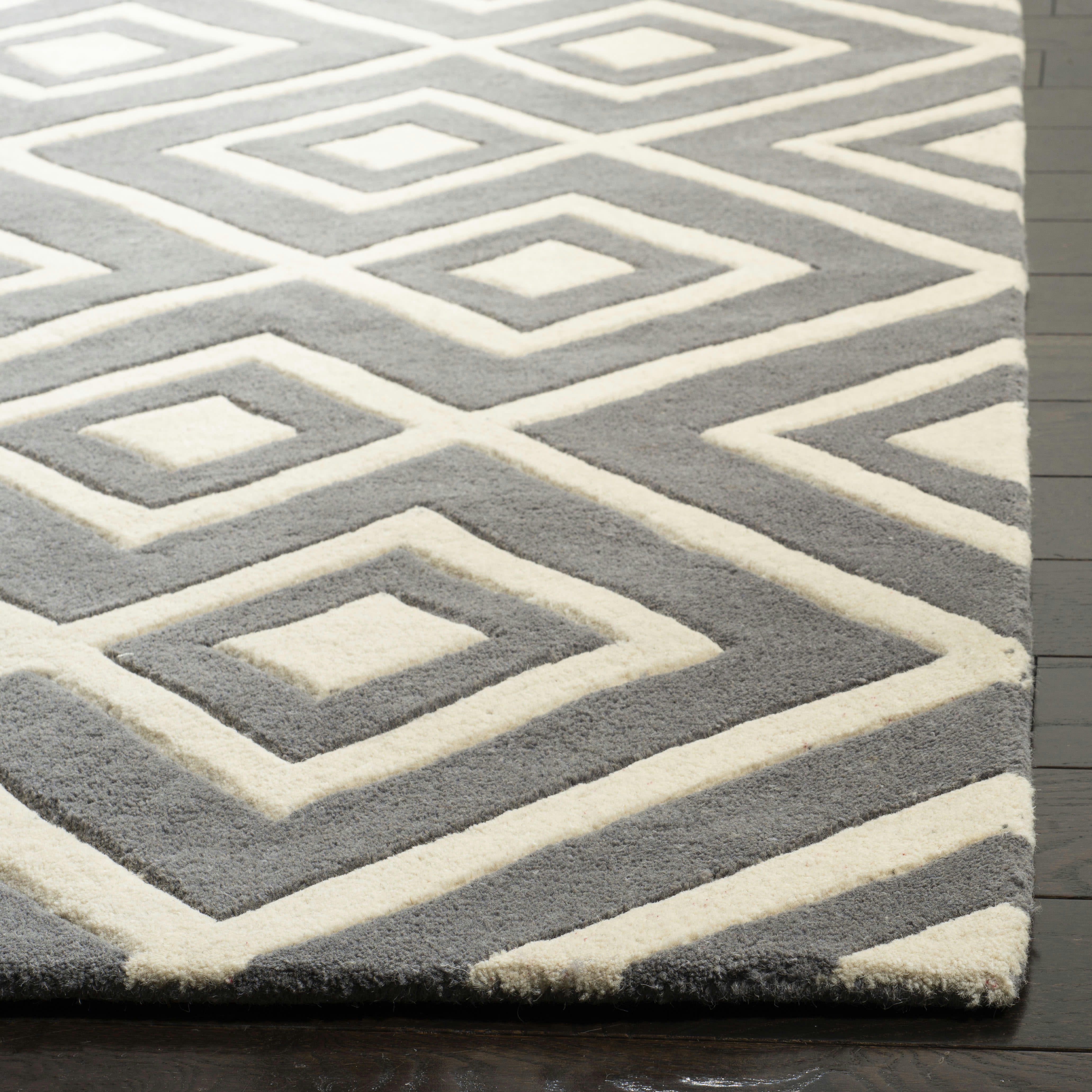 CHATHAM - Tapis de salon interieur en  gris fonce & ivoire, 183 x 274 cm