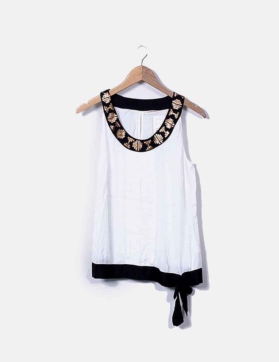 Camaïeu White and black paillettes blouse