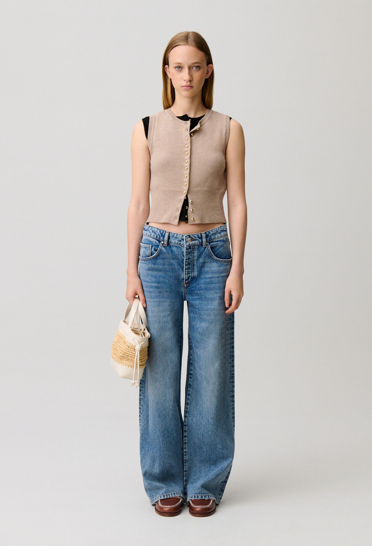 Top maille boutonné
