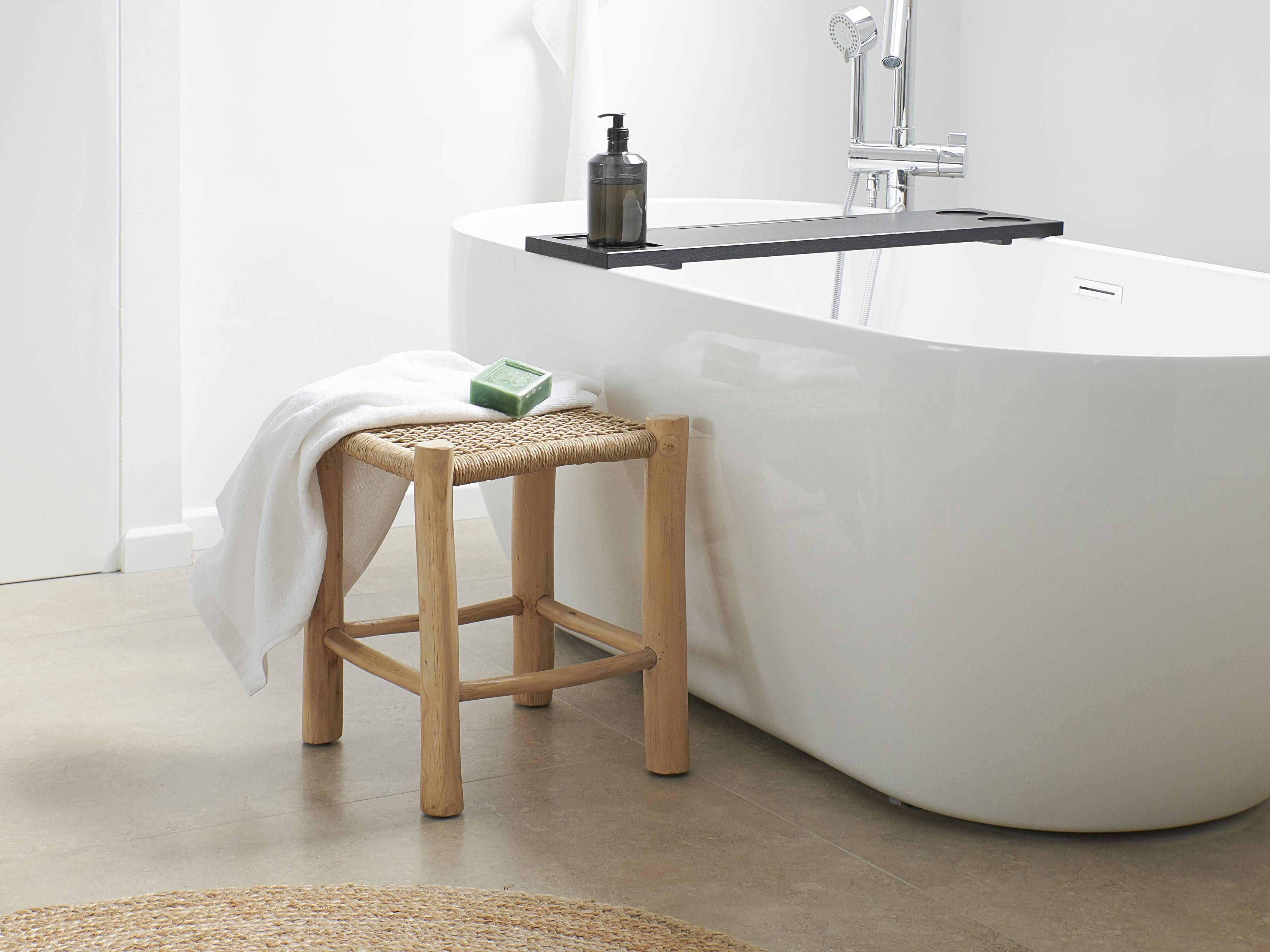 TREILLE - Tabouret en bois beige