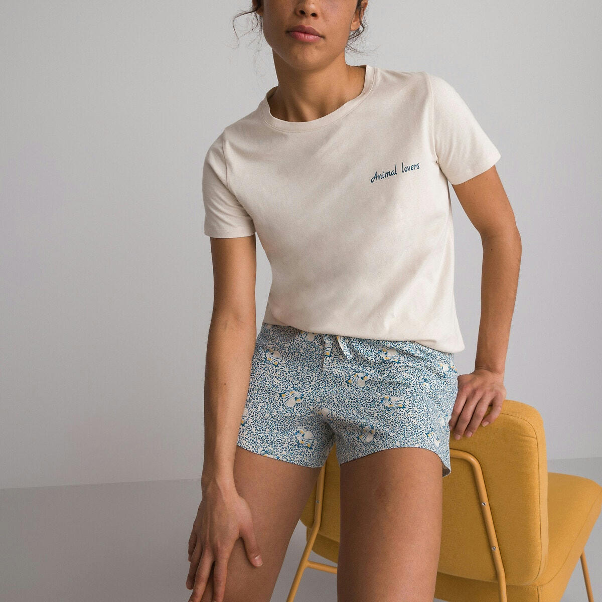 Pyjashort en coton imprimé animal