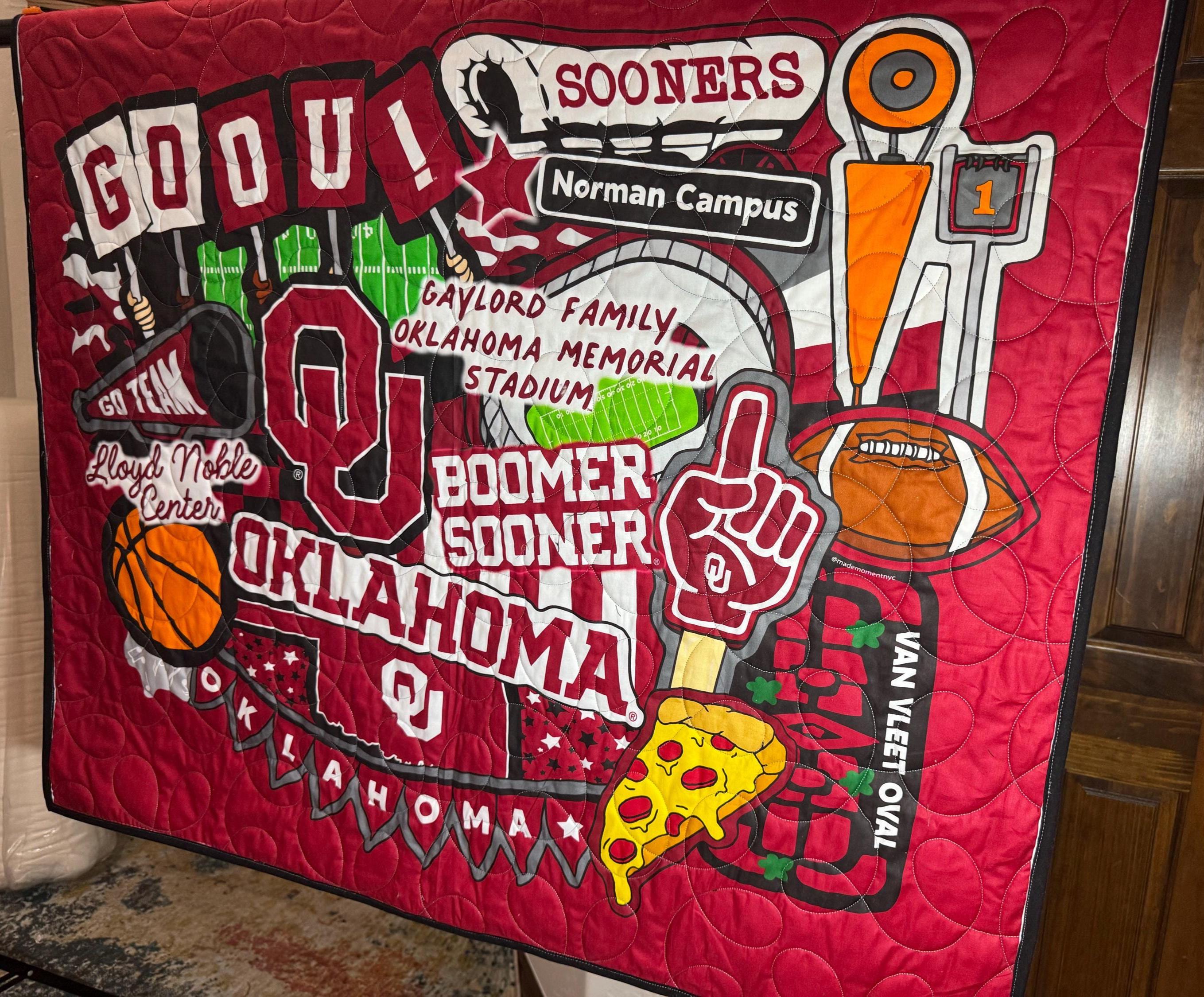 Custom College Team Baby Quilt, NCAA Panel Nursery Blanket, Personalized Sports Memory Gift, Minky Backing Quilt, Custom College Gift